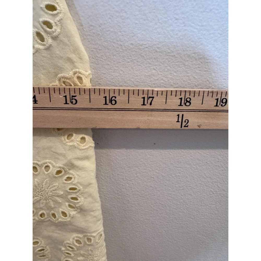 Free People Dress Womens Small Yellow Eyelet Embroidered V Neck Backless Mini